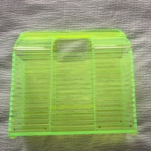 Funky neon green/yellow purse. “Woven” plastic